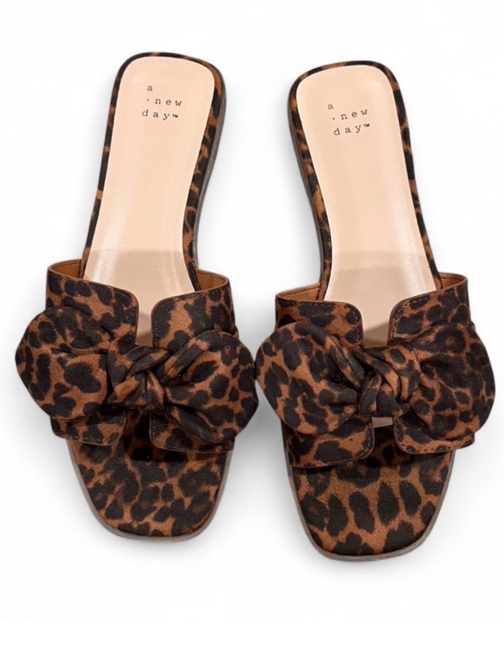 a new day Leopard Print Knot Bow Slide Sandals - Brown